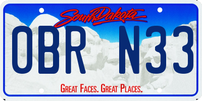 SD license plate 0BRN33