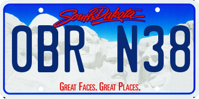 SD license plate 0BRN38