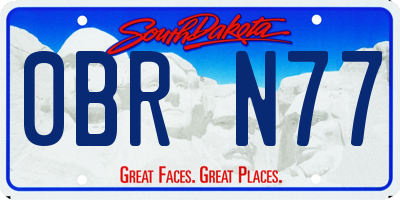 SD license plate 0BRN77