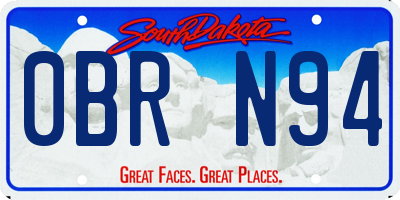 SD license plate 0BRN94