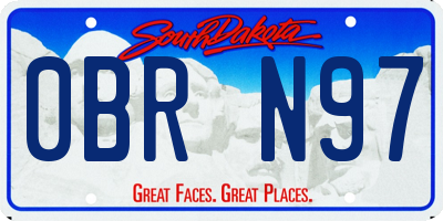 SD license plate 0BRN97