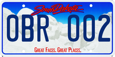 SD license plate 0BRO02