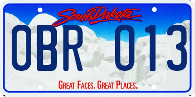 SD license plate 0BRO13
