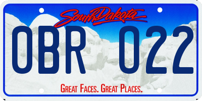 SD license plate 0BRO22