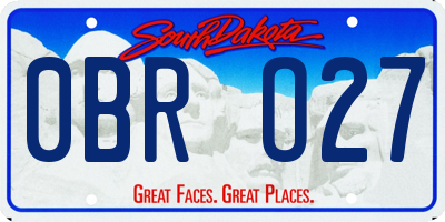 SD license plate 0BRO27