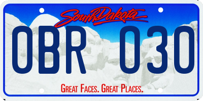 SD license plate 0BRO30