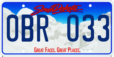 SD license plate 0BRO33