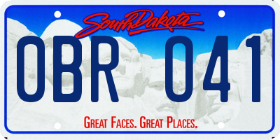 SD license plate 0BRO41