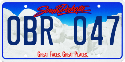 SD license plate 0BRO47