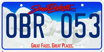 SD license plate 0BRO53
