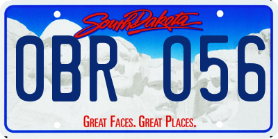 SD license plate 0BRO56