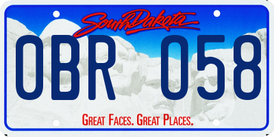 SD license plate 0BRO58