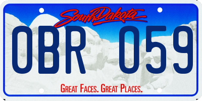 SD license plate 0BRO59