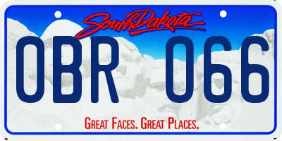 SD license plate 0BRO66