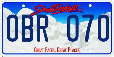 SD license plate 0BRO70