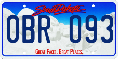 SD license plate 0BRO93