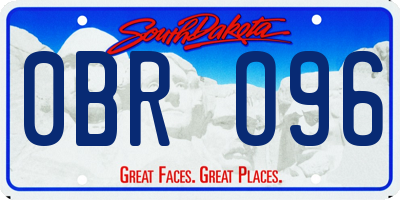SD license plate 0BRO96