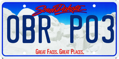 SD license plate 0BRP03