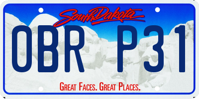 SD license plate 0BRP31