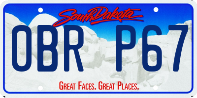 SD license plate 0BRP67