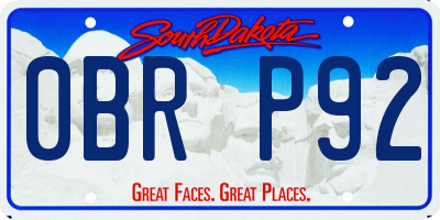 SD license plate 0BRP92