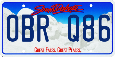 SD license plate 0BRQ86