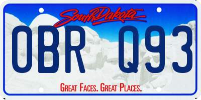 SD license plate 0BRQ93