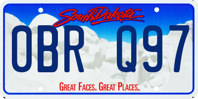 SD license plate 0BRQ97
