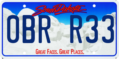 SD license plate 0BRR33