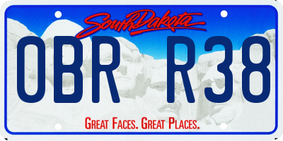 SD license plate 0BRR38