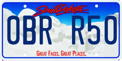 SD license plate 0BRR50