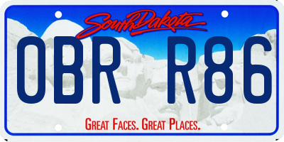 SD license plate 0BRR86