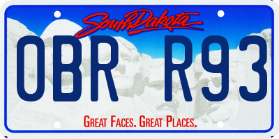 SD license plate 0BRR93