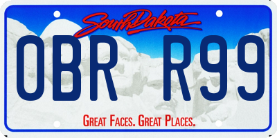 SD license plate 0BRR99