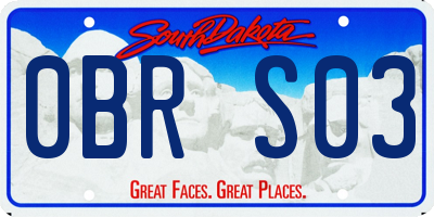 SD license plate 0BRS03