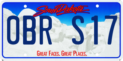SD license plate 0BRS17
