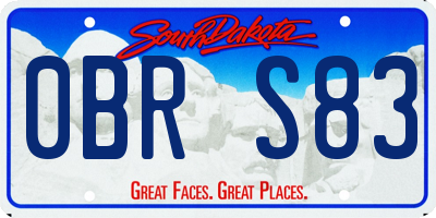 SD license plate 0BRS83