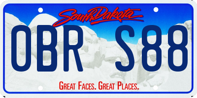 SD license plate 0BRS88