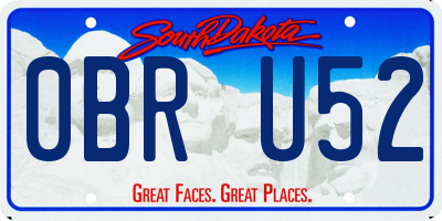 SD license plate 0BRU52
