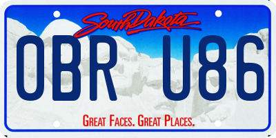SD license plate 0BRU86