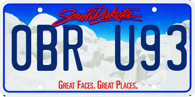SD license plate 0BRU93