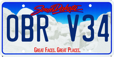 SD license plate 0BRV34