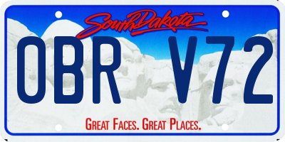 SD license plate 0BRV72