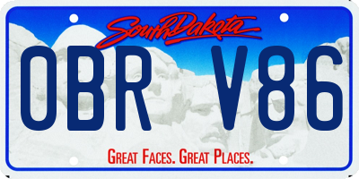 SD license plate 0BRV86