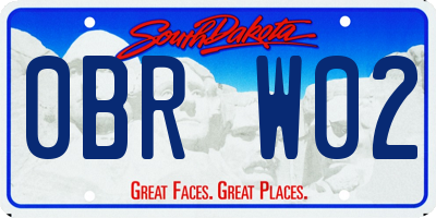 SD license plate 0BRW02