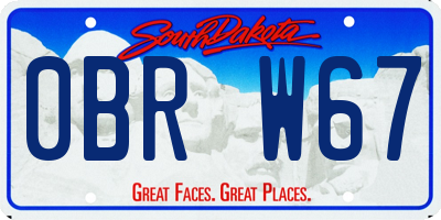 SD license plate 0BRW67