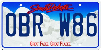SD license plate 0BRW86