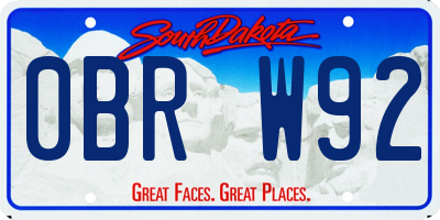 SD license plate 0BRW92