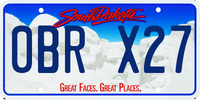SD license plate 0BRX27