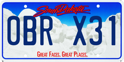 SD license plate 0BRX31